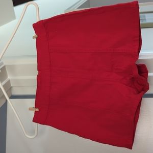 🆕 red cotton denim high waist shorts x- small 24 - vintage film style